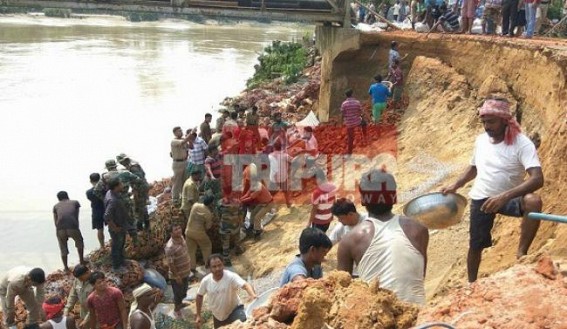 Tripura Govtâ€™s Rapid action in Barrage-recovery at Manu river after Rain stopped : 4 barrages damaged out of 10